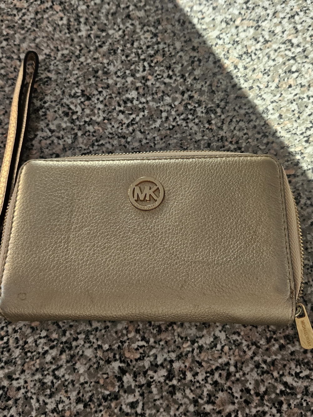 Michael Kors Metallic Gold Pebbled Leather Wristlet